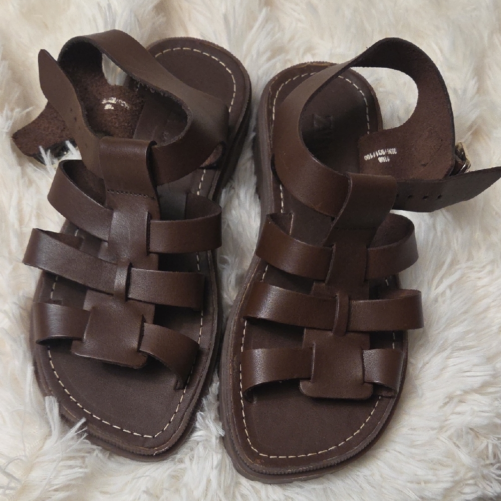 Stylish Brown Kids Leather Sandals